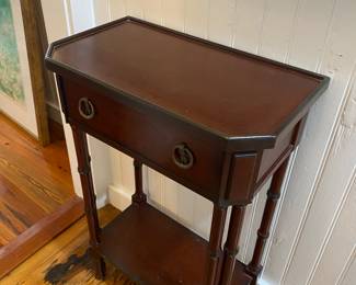 #71 - $100 - Wood table w/drawer 20"Wx11"Dx30"H