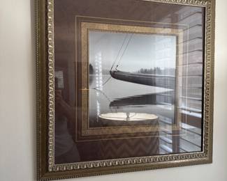 #16 - $46 - Framed Decorative Print of Complete Boat on Water 28"Wx29"H