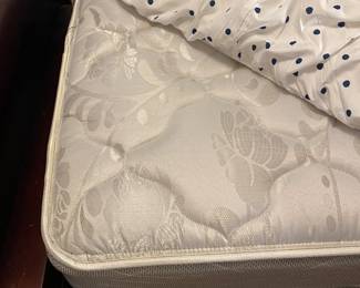 #59A - $220  wood Twin Sleigh Bed 50"H - one with mattress