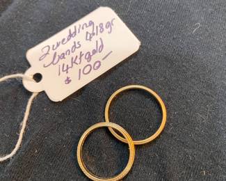 #116 - $100 - 14kt gold 2 wedding bands 4.18gr 