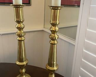 #24 - $140 - Pair of Brass Candle Holders  6"sq x 19"H