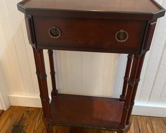 #71 - $100 - Wood table w/drawer 20"Wx11"Dx30"H
