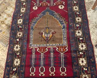$250 - Semi antique Persian rug blue & red 3'10"Wx6'4"L