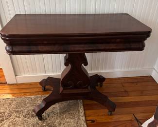 #9 - $250 - Mahogany game Table on castors 35"Wx34"Dx28"