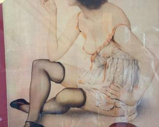 #26 - $80 - Framed Print of Pinup Woman 24"Wx27"H