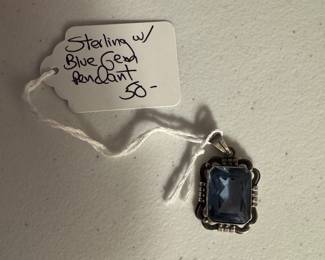 $50 - Sterling and blue gem pendant 