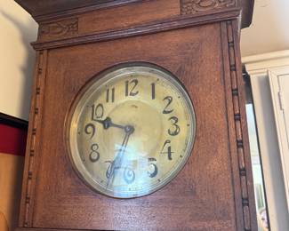 $295 - Antique Art Deco Grandfather Clock 22"Wx12"Dx7'x1"H