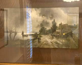 #61 - $70 - Wood frame and print mat picture 31"Wx23"H