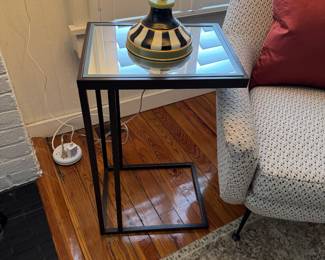 #6 - $90 - Pair of Metal & Glass Side Tables 15"Wx12"Dx25"H