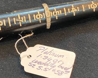 #112 - $58 - Platinum small wedding band Sz5.5- 1.94gr 