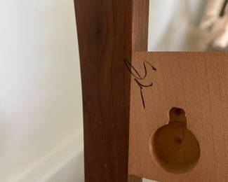 #69 - $50 MCM style Wood Wall Art 5"Wx35"H signed 