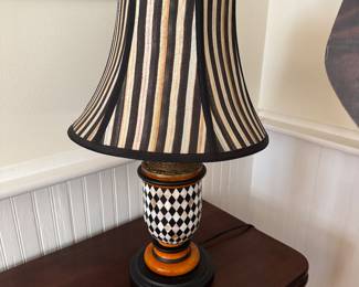 #5 - $168 - MacKenzie Childs Lamp17"Wx33"H checkers / stripe