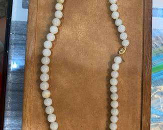 #101 - $60 - White jade neckace 17" with gold clasp. 