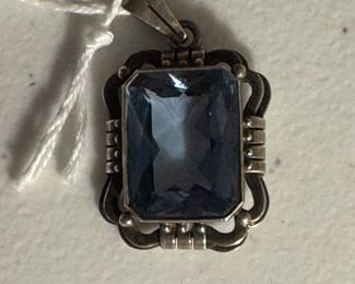 $50 - Sterling and blue gem pendant 