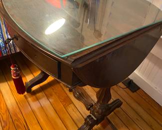 #62 - $140 - Wood side table w/leaves 24"L+16" w/leaves 23"x29"H"