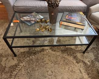 #2 - $175 - Glass & Metal Coffee Table  4'Lx24"Dx18"H