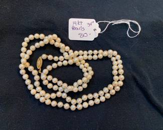 #102 - $80 - Opera length 0pearls 34" with gold clasp 