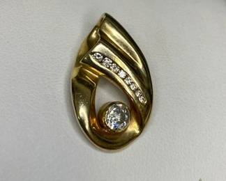 Diamond And 14k Gold Pendant