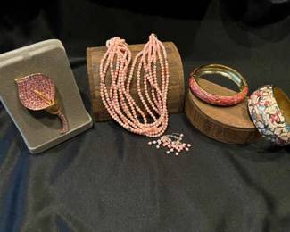 Nolan Miller Brooch Enamel Bracelets And Necklace