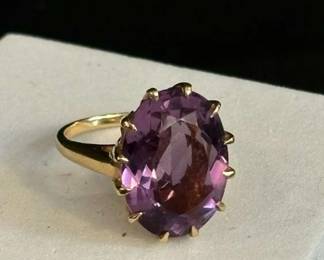 Amethyst Or Spinel And 14k Gold Cocktail Ring