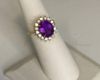 Spinel And Diamond 14k Gold Cocktail Ring