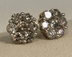 Diamond And 10k Floral Earrings