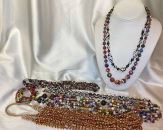 Glass Bead And Stone Necklaces