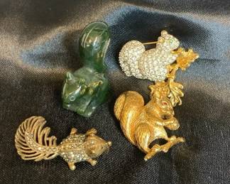 Swarvski Squirrel Brooch And 925 Silver Squirrel Pin