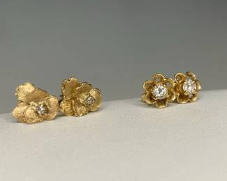 Diamond And White Sapphire Floral Earrings