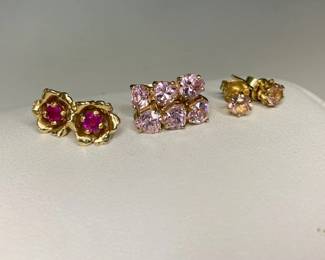 Pink Tourmaline And 10k Gold Pink Sapphire Earrings
