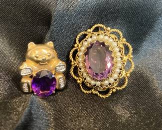 14k And Amethyst Pins