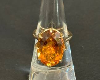 Amber Spinel And 10k Gold Cocktail Ring