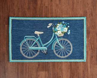 Plow And Hearth 42in Rectangular Rug, Blue, Bicycle