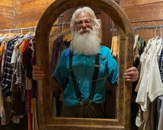 My dear friend and cheerleader with a fabulous antique arched frame.  MORE PHOTOS to come! 