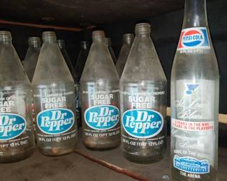 Dr Pepper bottles are left