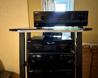- Sony audio control center (str-dh130)
- Sony stereo cassette deck (tc-we475)
- Teac cd recorder (cd-rw890mk2)
- Sony cd mega storage 50cd
- Sony 5cd player (cdpce500)
- Sony mega storage 300cd
- Sony cd mega storage 50cd
- Sony stereo receiver (STRDH190)
- Sony 100 CD CHANGER player (CDPCX153)
- Sony mega storage 200cd payer (CDPCX210)