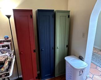 Red, Blue, & Green Wooden Storage Locker