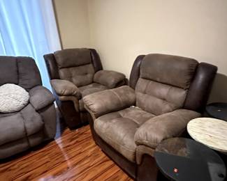 Brown power leather recliner