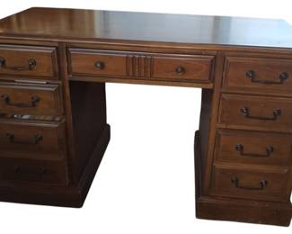 Traditional 9 Drawer Wood Desk