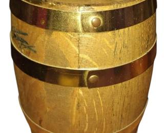 Wood Barrel Coin Bank