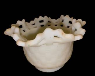 Vintage Fenton Uranium Glass Basket