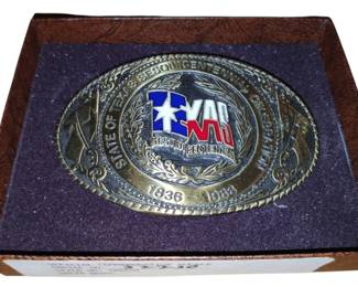 Texas Sesquicentennial Brass Belt Buckle