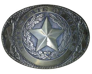 State Of Texas Tony Llama Brass Belt Buckle