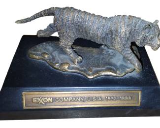 Exxon Bronze Tiger Desk Plaque
