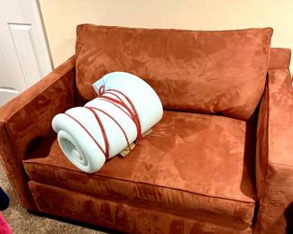 Loveseat that has pullout bed - has foam mattress cover Crate and Barrel