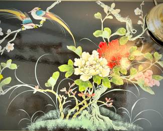 Black lacquer chinoiserie cabinet