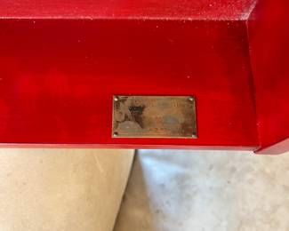 Red lacquer chinoiserie writing desk