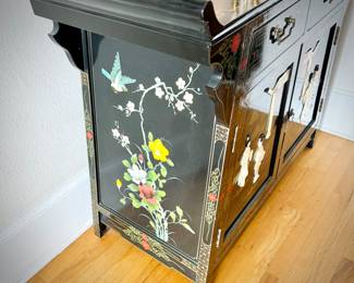 Black lacquer chinoiserie cabinet