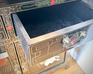 Black lacquer chinoiserie cabinet