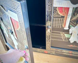 Black lacquer chinoiserie cabinet